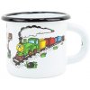 BELIS Smaltovaný hrnček ø 7 cm – 0,25 l biely „vláčik“ - 11007-039DHG04