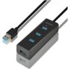 AXAGON HUE-S2BL, 4x USB 3.0 CHARGING hub, micro USB nap. konektor, kábel USB-A 1.2m 1023293