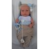 Realistické miminko - chlapeček Matouš v overalu bez rukávů od španělské firmy Marina & Pau (Luka Baby Soft- 45 cm - baleno v sáčku)
