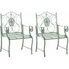 Design-Shop Kovová stolička Punjab s područkami (SET 2 ks) - Zelená antik