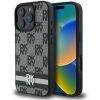 DKNY PU Leather Checkered Pattern and Stripe Zadní Kryt pro iPhone 16 Pro Max Black