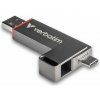 Verbatim USB flash disk, USB C a USB 3.2 Gen 1, 128GB, Dual QuickStick, šedý, 32040, USB C, s pútkom
