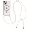 SES MagSafe silikónový kryt so šnúrkou pre Apple iPhone 17 - svetlo ružový 17829