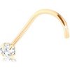 Šperky eshop - Diamantový zlatý 9K piercing do nosa, žlté zlato, číry briliant, 2 mm S3BT504.04