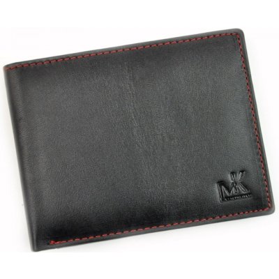 Money Kepper pánska kožená peňaženka Cobiter červené prošivanie čierna