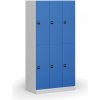 Šatníková skrinka S1 s úložnými boxmi, 6 boxov, 1850 x 900 x 500 mm, zámok s čítačkou RFID kariet, modré dvere