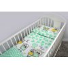 Obliečky do postieľky biele / mätové - Sovy a srdiečka, 135x100cm