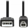 NEDIS kabel USB 2.0/ zástrčka USB-A - zástrčka USB-B/ k tiskárně apod./ černý/ blistr/ 3m CCGB60100BK30