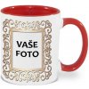 Hrnček s fotkou farebný rámik Ornament 350 ML FOTOpošta Farba: ČERVENÝ