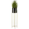 HowHomely KOVOVÝ kvetináč SO STOJANOM GLAMOUR 95 x 24 cm ČIERNA/ZLATÁ
