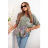 Kesi dámska bavlnená blúzka s kvetinovým vzorom khaki šedá