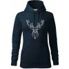 Geometria - Veľký jeleň - Mikina dámská Cape s kapucí - XS ( Tmavomodrá (veľmi tmavá - skoro čierna) )