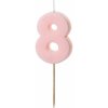 Sviečka PartyDeco Číslo 8 svetloružová 5,5cm
