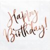 PartyDeco Servítky - Happy birthday, ružovo-zlaté 33 x 33 cm