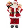 Dekorácia MagicHome Vianoce, Santa s darčekmi a medvedíkom, červený, 30 cm