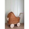 Sammer Kvalitné prútené kočíky s gumenými kolieskami v hnedej farbe WGUM18 ecru