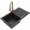 MEXEN/S MEXEN/S - Pablo granitový drez 1 s odkvapkávačom vrátane batérie Elia, čierna/zlatá metalik 6510-75-670101-50-B