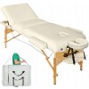 Tectake 401465 skladacie masérske drevené ležadlo 3 zóny - béžová