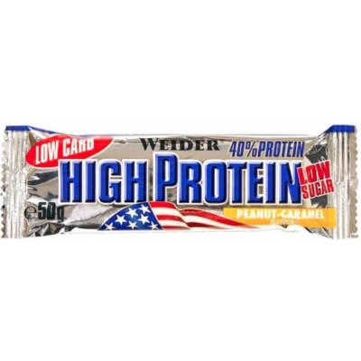 Weider 40% Protein Low Carb High Protein Bar 50 g oříšek - karamel
