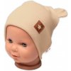 Baby Nellys Rebrovaná dvojvrstvová čiapka s uškami TEDDY - béžová, veľ. 80/86, 80/86 (12-18m)
