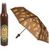 61-1844 Premium Beer deštník ve tvaru pivní lahve skládací hnědý
