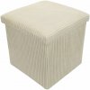 Storagesolutions Menčestrový taburet s úložným priestorom TOBO, 38 × 38 × 38 cm, béžový