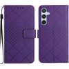 Peňaženkové kožené puzdro Rhombic Grid Texture na Galaxy A15 4G/ 5G - Fialová