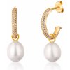 JwL Luxury Pearls Nádherné pozlátené náušnice kruhy s pravými perlami 2v1 JL0771