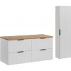 Comad Kúpeľňová zostava Casad s doskou a skrinkami 120 cm biela/dub wotan