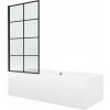 MEXEN/S - Cube obdĺžniková vaňa 170 x 80 cm s panelom + vaňová zástena 70, čierna vzor 550517080X9307017077