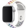 MojRemienok.sk Športový silikónový perforovaný remienok pre Apple Watch 42 mm/44 mm/45 mm/46 mm/49 mm Farba: dúhová - biela pride