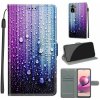 Peňaženkové kožené puzdro Voltage na Xiaomi Redmi Note 10/10S - Purple Blue Water Drops