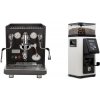 ECM Synchronika, black, dark walnut + Rancilio STILE, white
