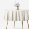 Goldea vianočný okrúhly obrus natura – snehové vločky na režnej Ø 240 cm