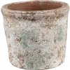 Clayre & Eef Dekoratívny béžovo-zelený antik terakotový kvetináč Teracci - Ø 13*11 cm - Clayre & Eef