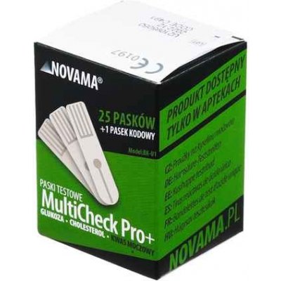 NOVAMA MULTICHECK PRO +, Testovacie prúžky na kyselinu močovú, 25ks