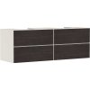 HANSGROHE Xevolos E závesná skrinka pre lakovanú dosku s 2 zápustnými umývadlami, 4 zásuvky PushOpen, 1570 x 550 x 555 mm, piesková matná béžová/tmavý dub, 54200730