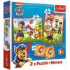 Puzzle 2v1 + pamäťová hra Psí tím Paw Patrol 27,5x20,5cm v krabici 28x28x6cm