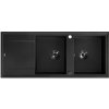 Laveo Megalo, 2-komorový granitový drez 1160x500x185 mm s dlhým odkvapávačom, čierna, LAV-SBE_721B