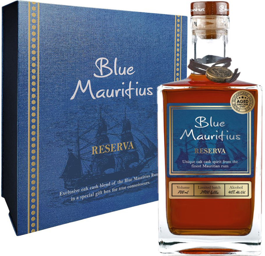 Mauritius Blue Reserva 40% 0,7 l (darčekové balenie 2 poháre)