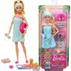 MATTEL Barbie Wellness panenka blondýnka se zvířátkem 29 cm