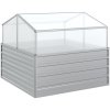 vidaXL Záhradný vyvýšený záhon so skleníkom 100x100x85 cm strieborný