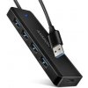 AXAGON HUE-C1A cestovní čtyřportový USB-A 5Gbps hub/USB-C konektor pro externí napájení/kabel 19 cm HUE-C1A