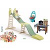 Set šmykľavka s trojitou vlnou a gril na záhradu Super Megagliss 2v1 Life Smoby s nastaviteľnou dĺžkou šmyku 360 cm a vozík s náradím