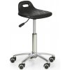 Pojazdná pracovná stolička PUR s úchytom, pre tvrdé podlahy, čierna