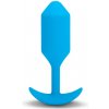 b-Vibe Snug Plug 3 Blue - vibrujúci anatomický silikónový zátka 13,8 cm