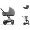 Cybex Platinum CYBEX e-Priam Travel Set + Cloud T i-Size mirage grey 2023 chrome with black details