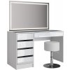 Vicco Vanity table Sherry, 120 cm with LED mirror and stool, Biela High Gloss