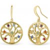 CRYSTalp Slušivé pozlátené náušnice s kryštálmi Chakra Tree of life 40093.MLT.G