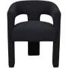 LivinHill Dizajnové čalúnené jedálenské kreslo Leith bouclé čierne